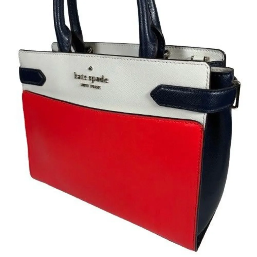 Kate Spade Staci Cameron Leather Satchel Crossbody Patriotic Summer 4th of July